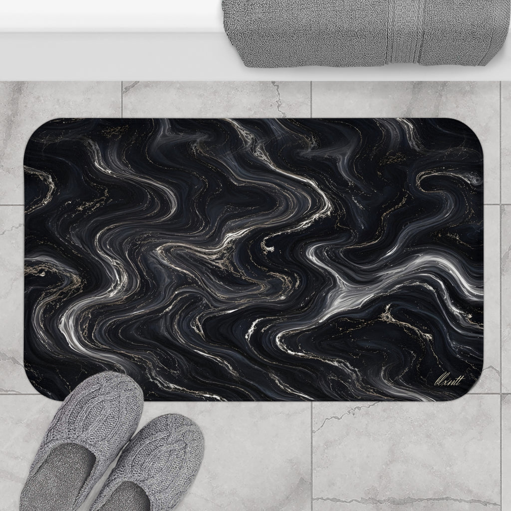 Black & Silver Marble Bath Mat