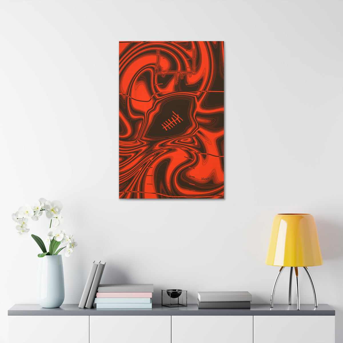 Brown & Orange Trippy Football Glossy Canvas