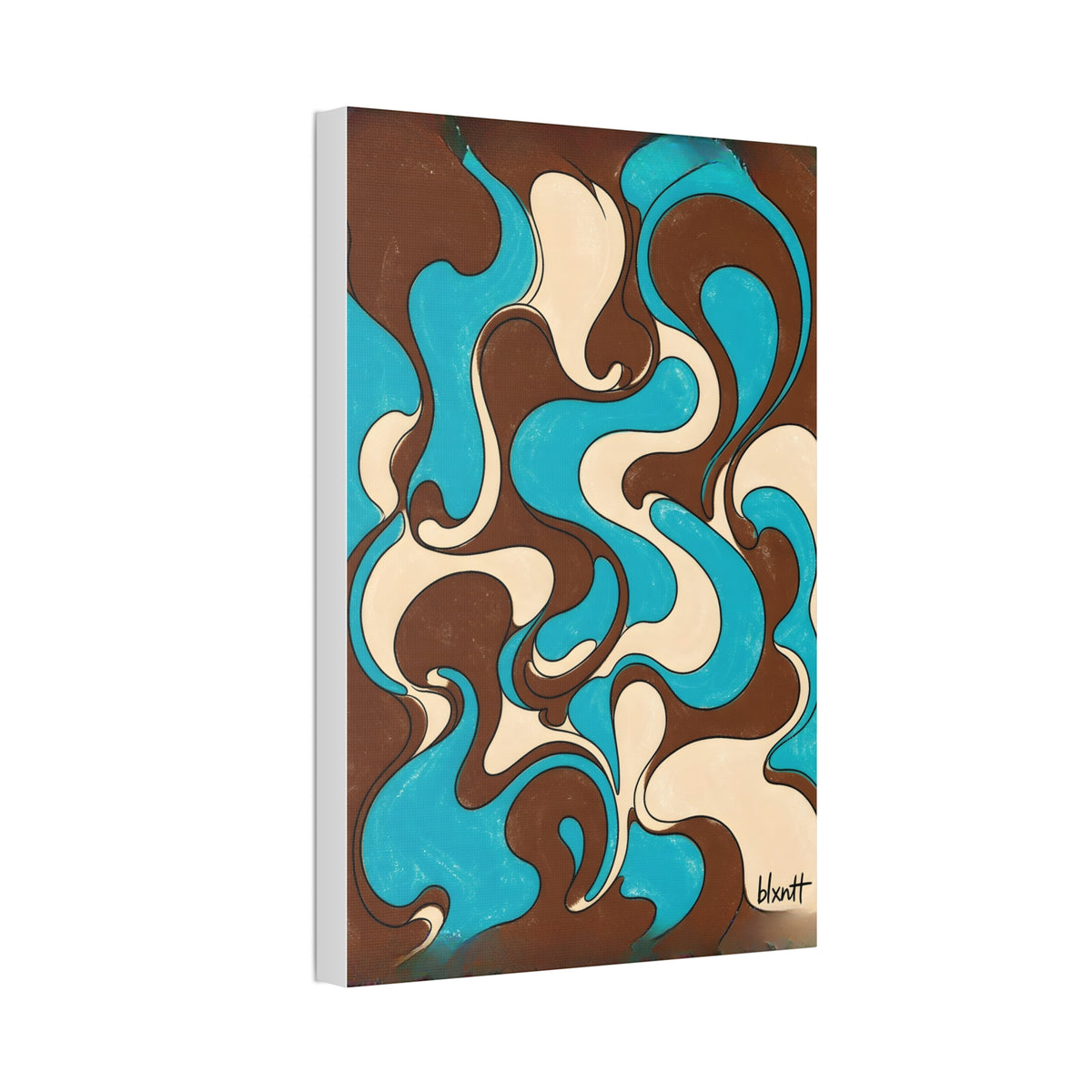 Fillmore Flow - Turquoise & Chocolate Glossy Canvas