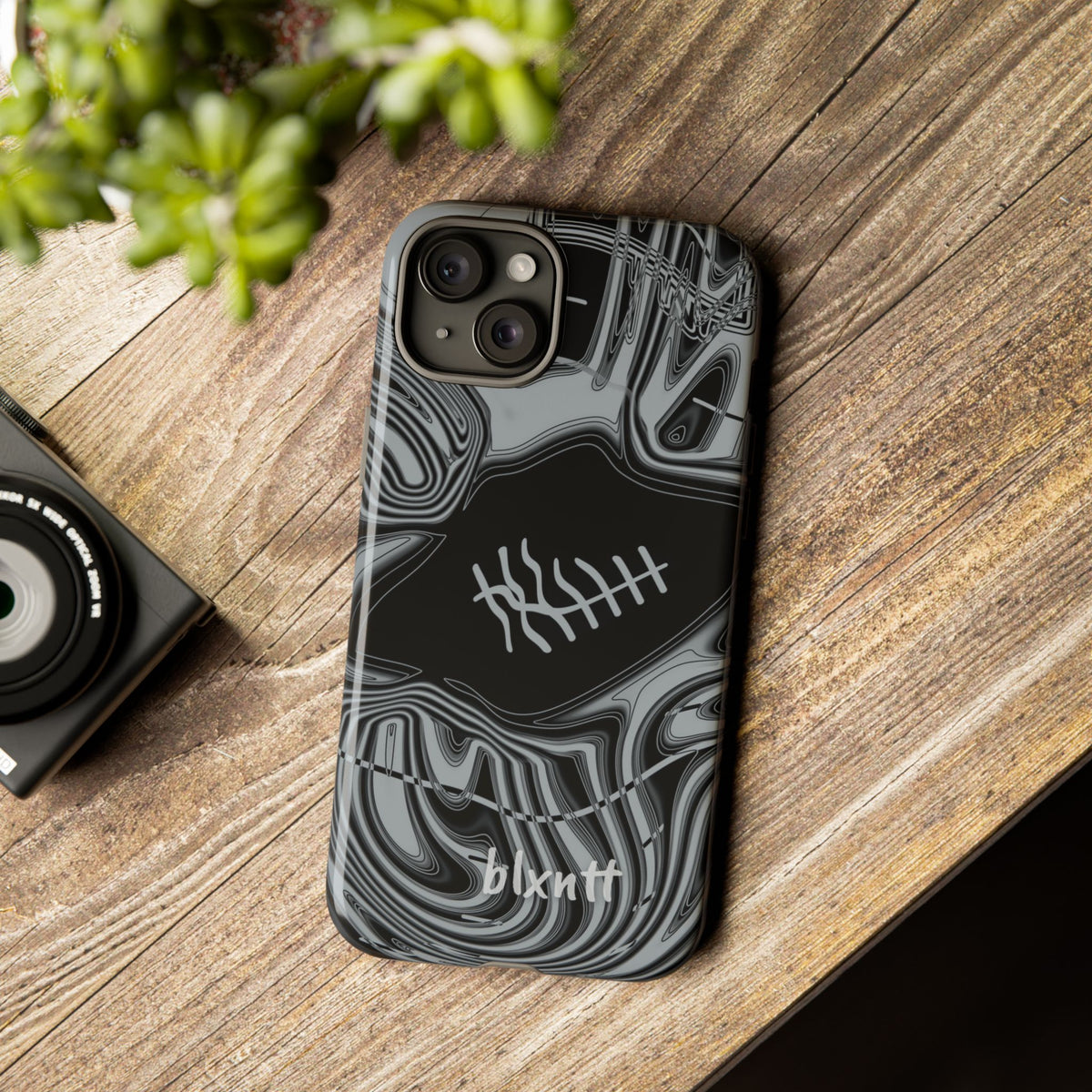 Black & Silver Trippy Football Phone Case