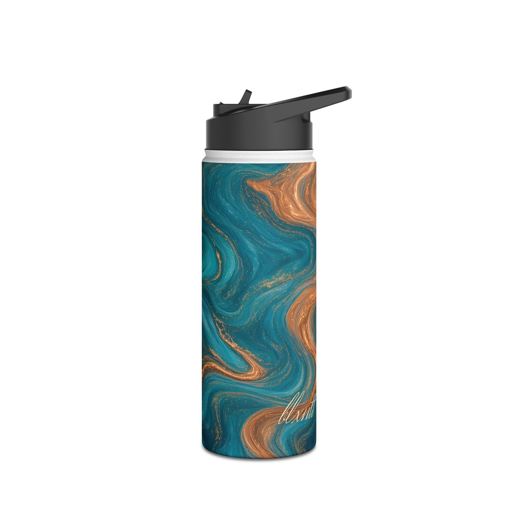 Turquoise & Copper Marble Water Bottle