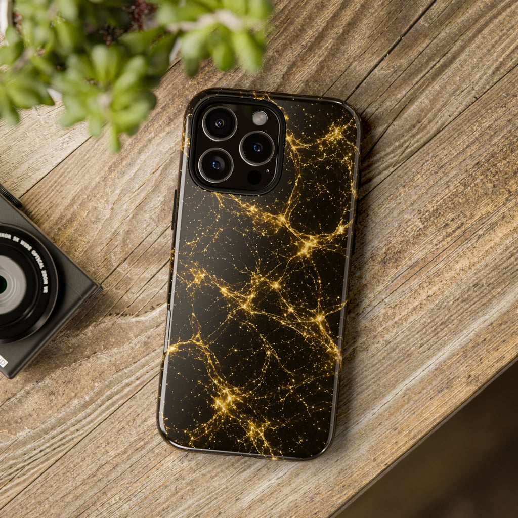 Neon Mycelium - Gold Filigree Phone Case