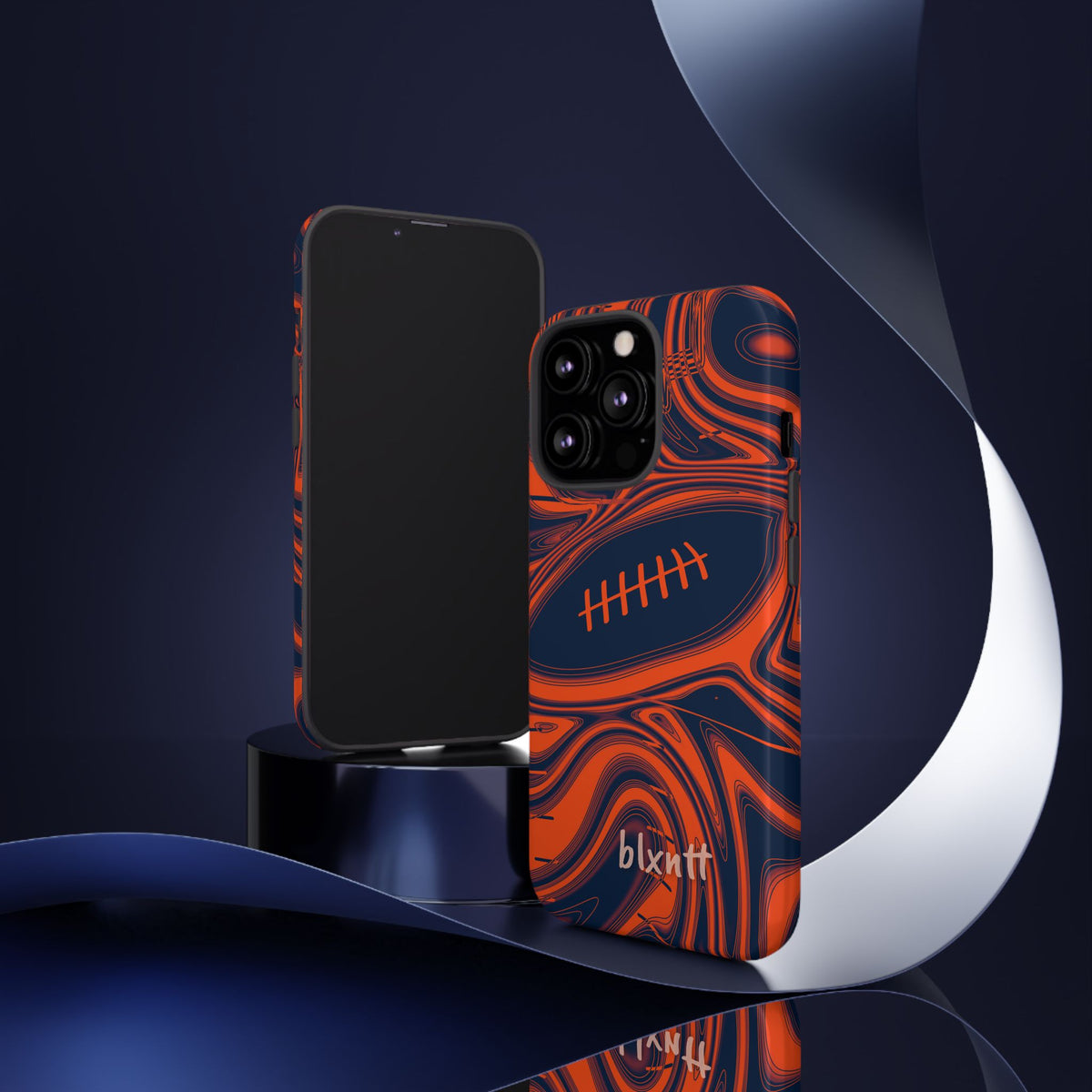 Orange & Navy Trippy Football Phone Case