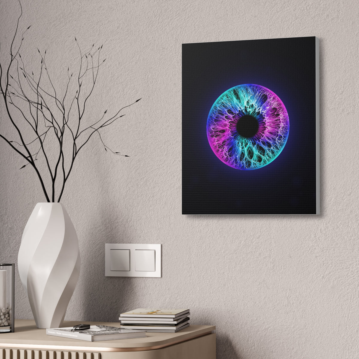 BLXNTT Iris – Lace Web Galaxy Teal Magenta Glossy Canvas