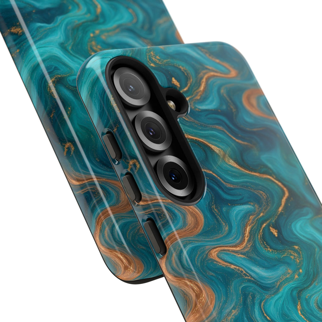 Turquoise & Copper Marble Phone Case