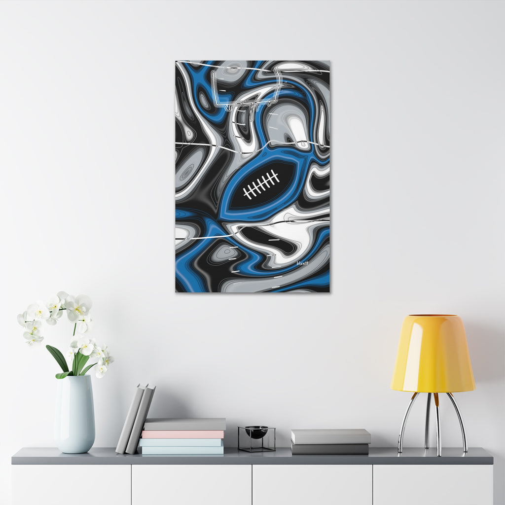 Bright Blue & Silver Trippy Football Glossy Canvas