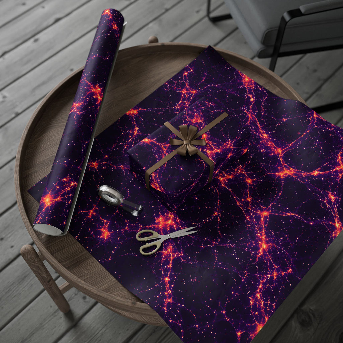 Neon Mycelium - Sunset Synapse Wrapping Paper