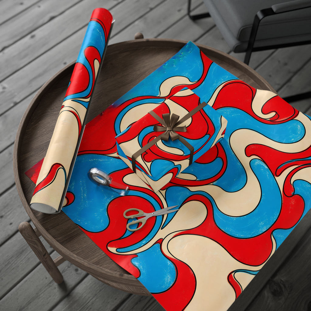 Fillmore Flow - Red, Cyan & Cream Wrapping Paper