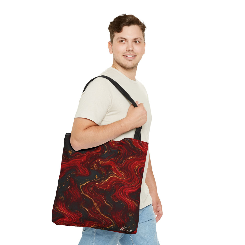 Red & Black Marble Tote Bag