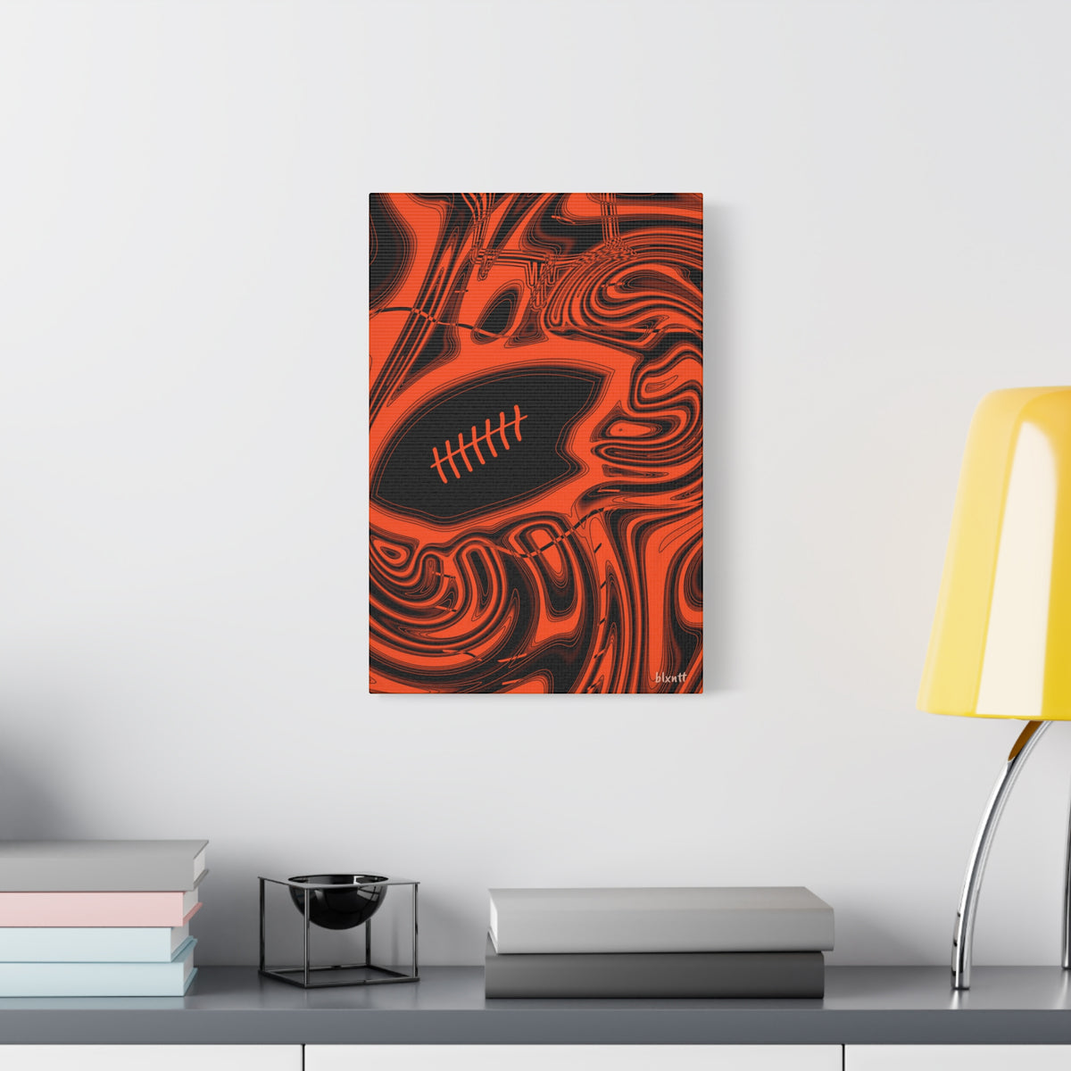 Orange & Black Trippy Football Canvas