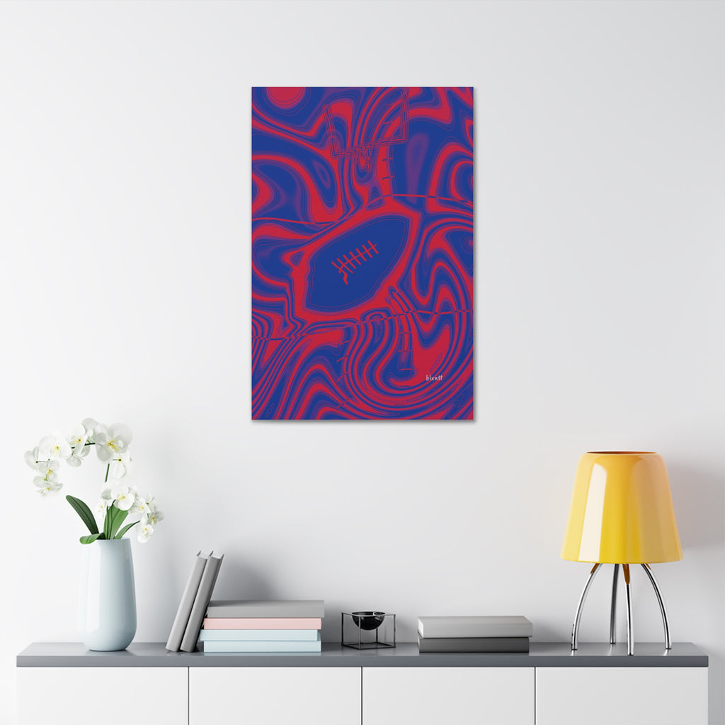 Royal Blue & Red Trippy Football Glossy Canvas