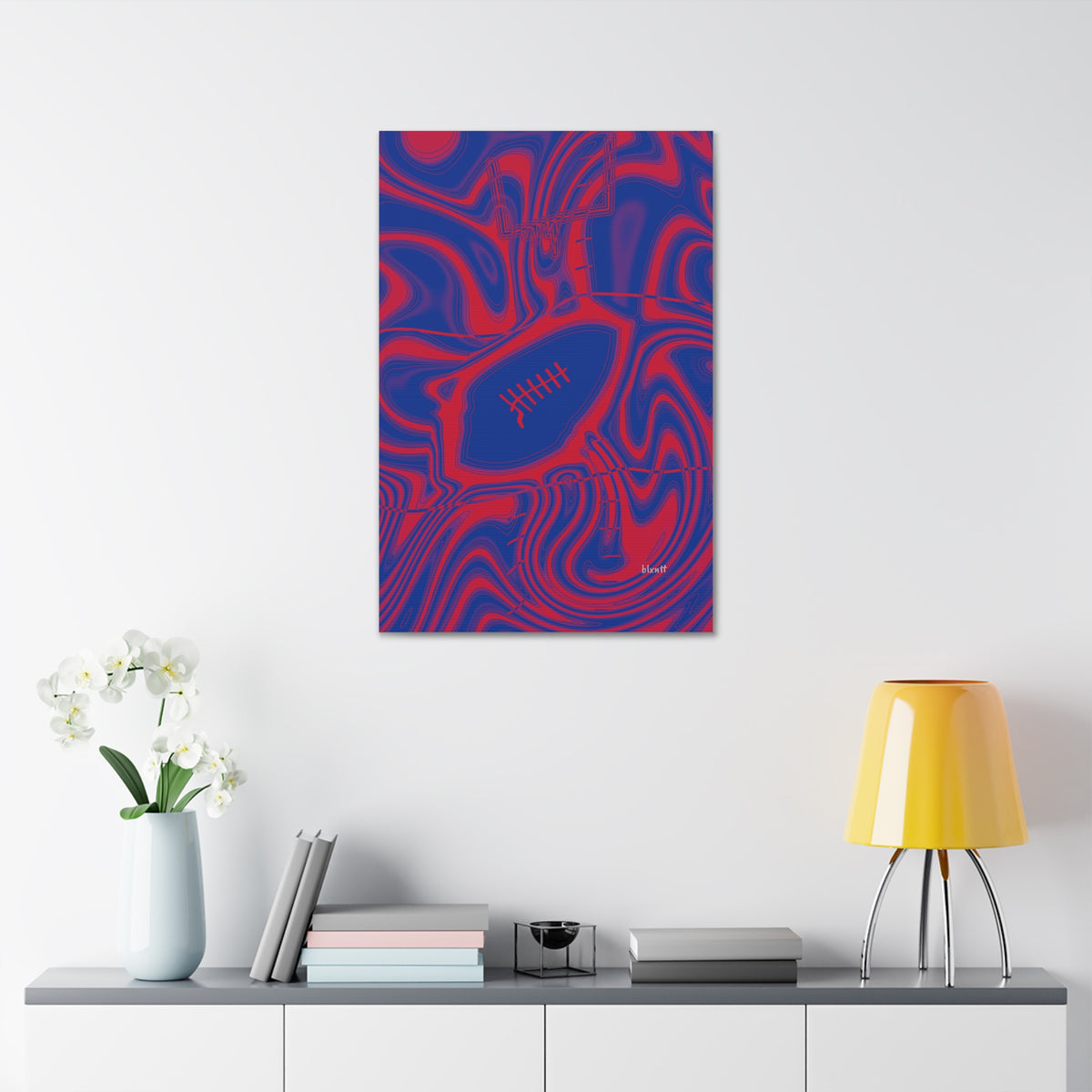 Royal Blue & Red Trippy Football Glossy Canvas