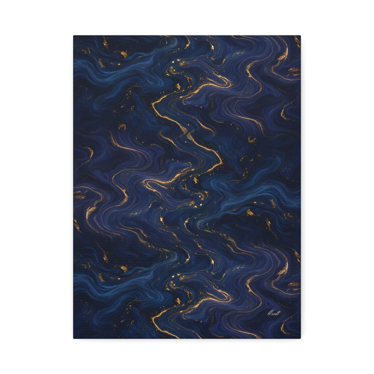 Navy & Gold Marble Glossy Canvas