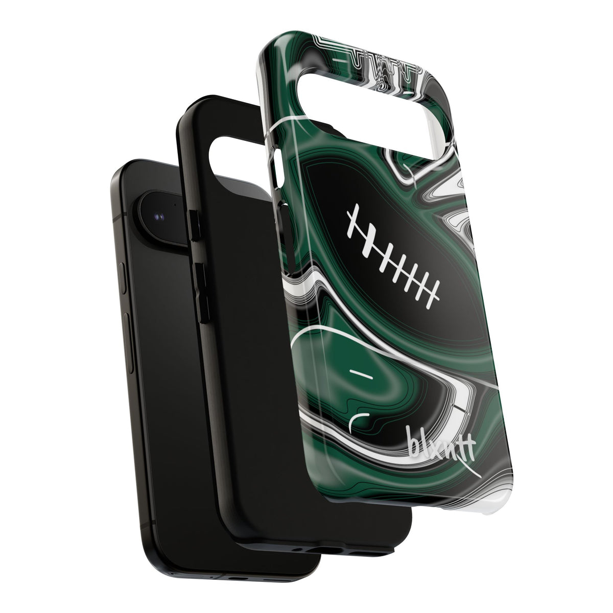 Hunter Green & White Trippy Football Phone Case