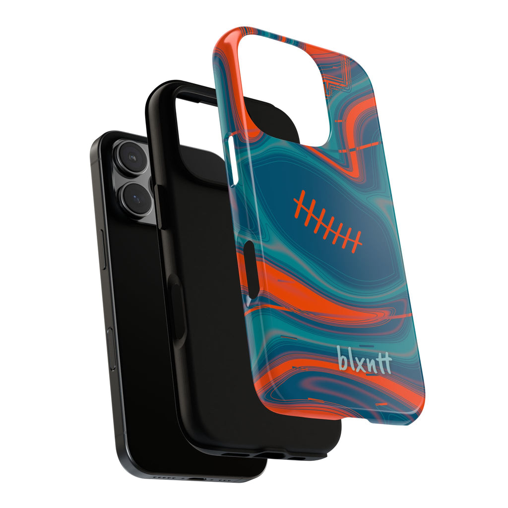 Aqua & Orange Trippy Football Phone Case