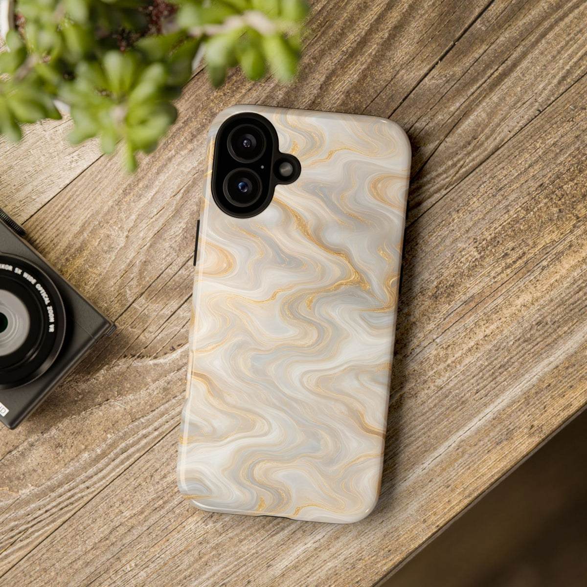 White & Gold Marble Phone Case