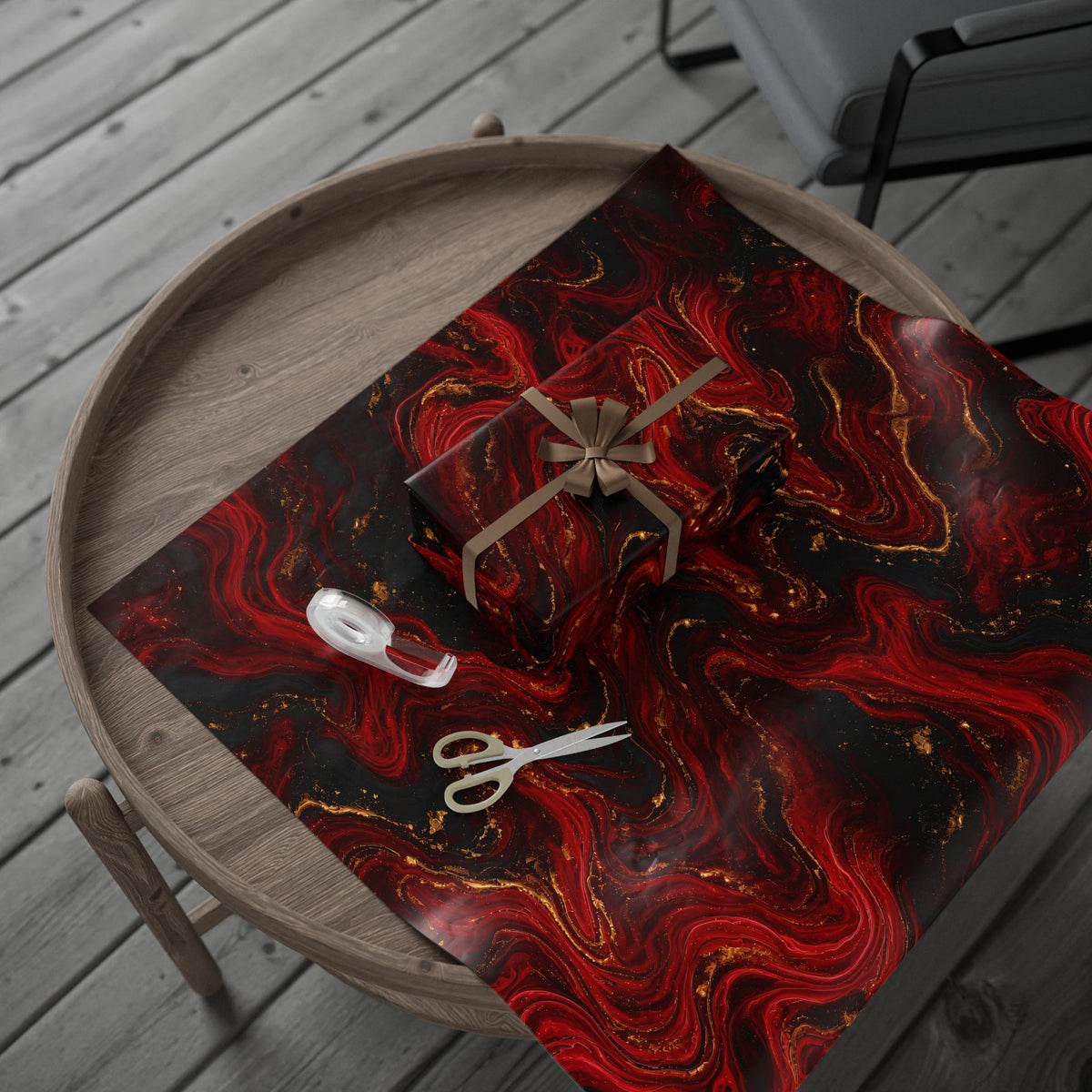 Red & Black Marble Wrapping Paper