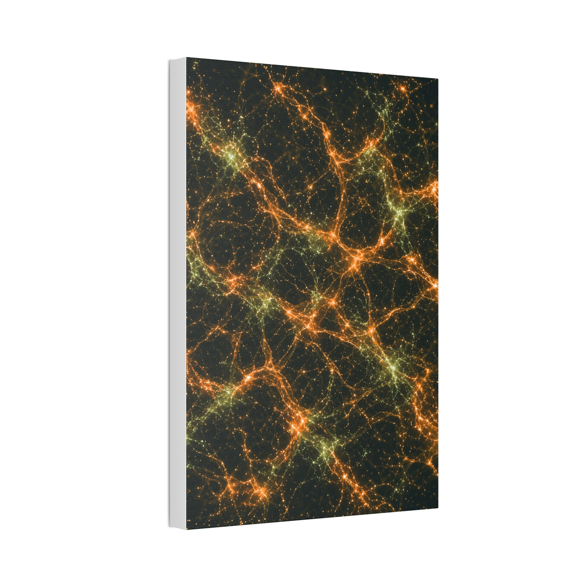 Neon Mycelium - Electric Tangerine Teal Glossy Canvas