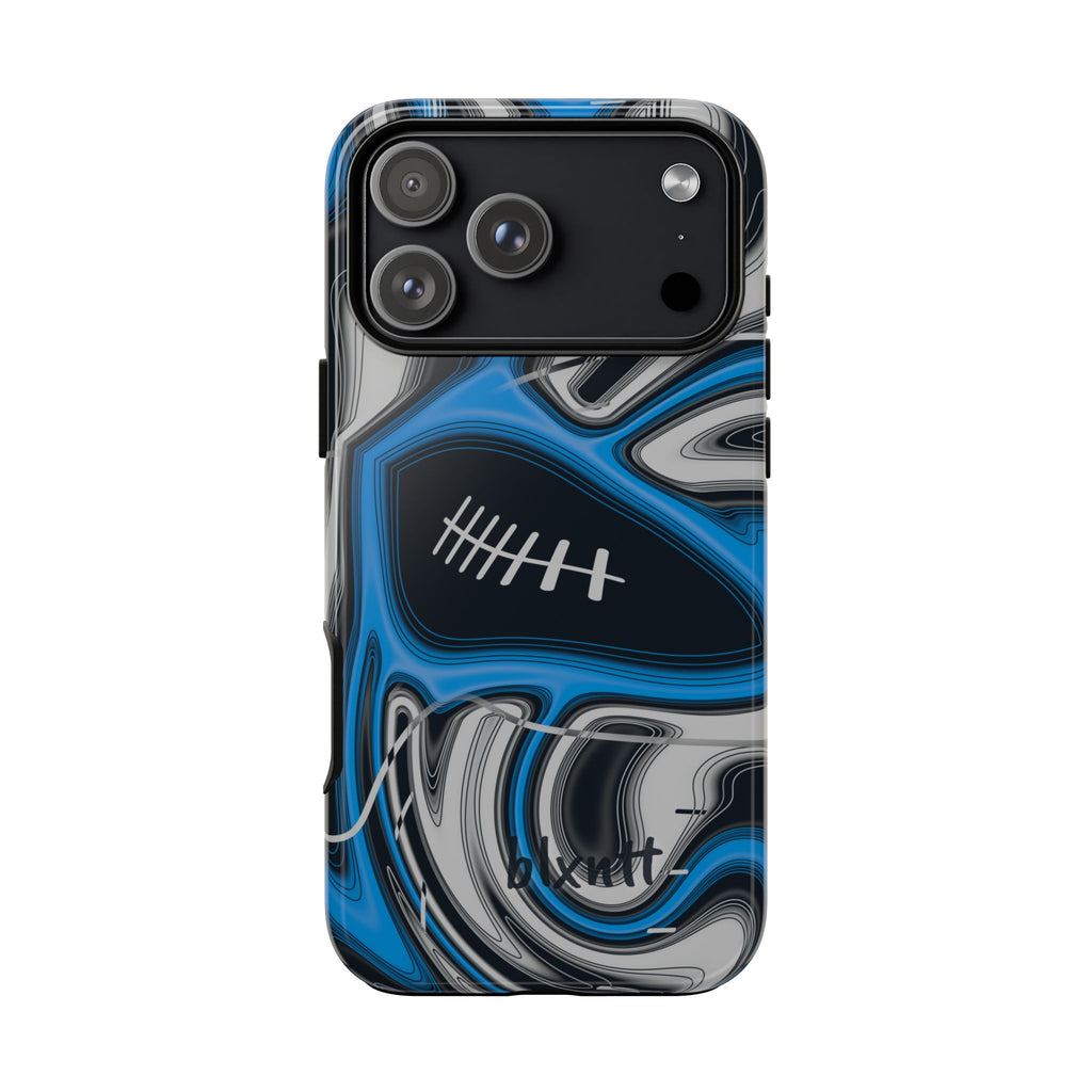 Sky Blue, Black & Silver Trippy Football Phone Case