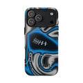 Sky Blue, Black & Silver Trippy Football Phone Case