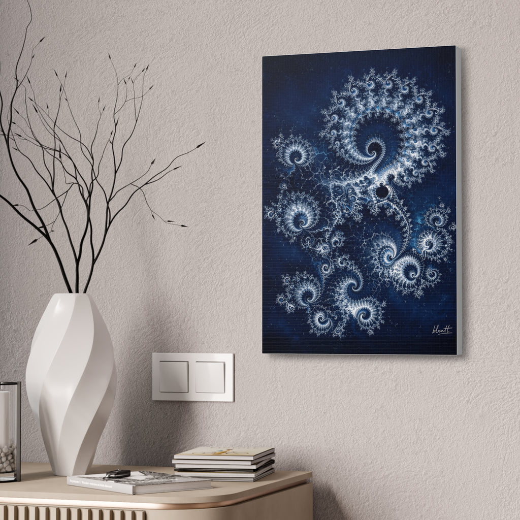 Copper Infinity - Ice Blue & Silver Glossy Canvas