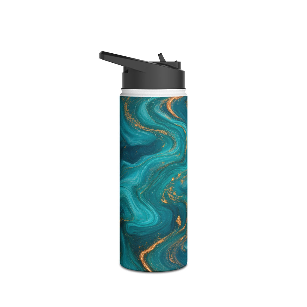 Turquoise & Copper Marble Water Bottle