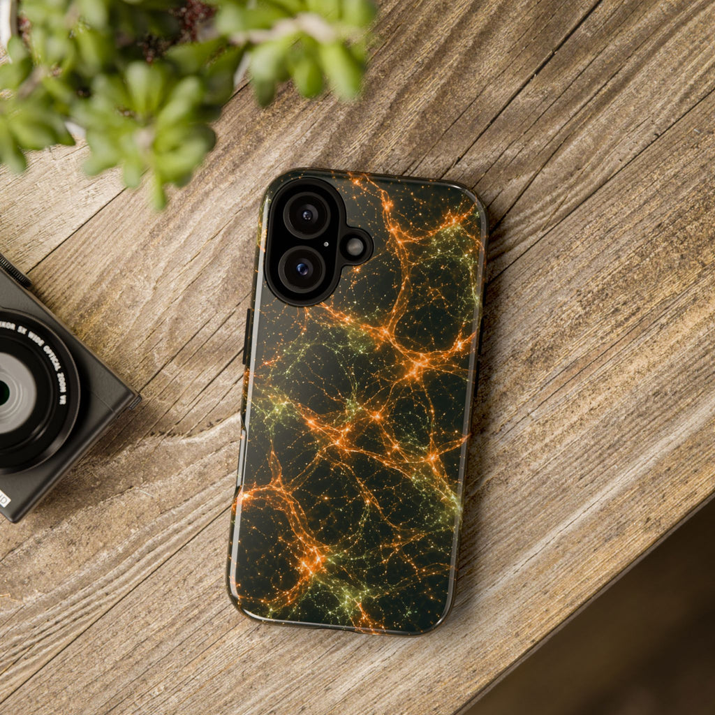 Neon Mycelium - Electric Tangerine Teal Phone Case
