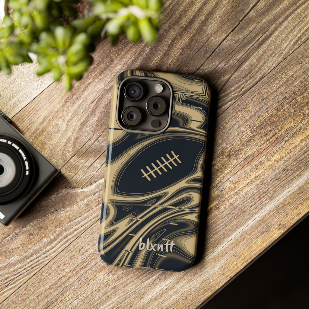 Old Gold & Black Trippy Football Phone Case