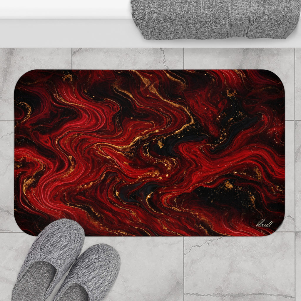 Red & Black Marble Bath Mat