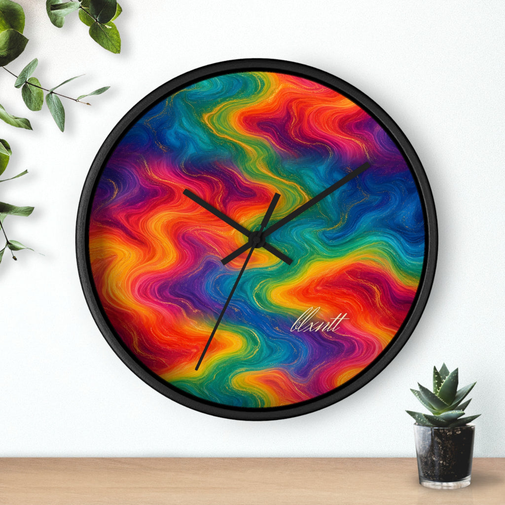 Rainbow Marble Wall Clock
