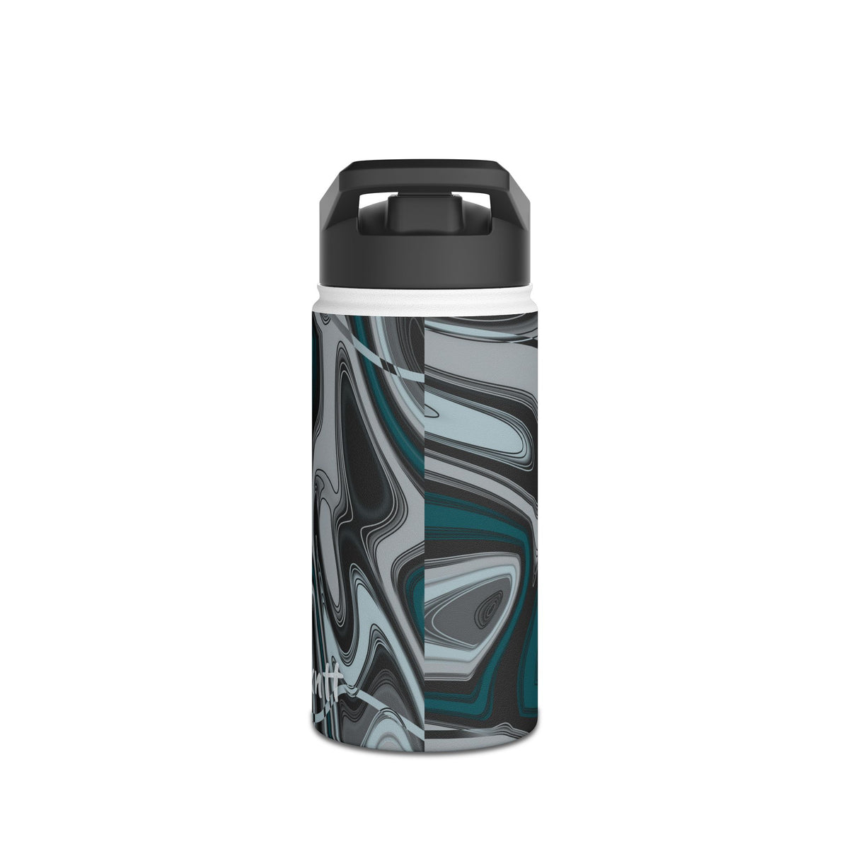 Midnight Green & Silver Trippy Football Water Bottle