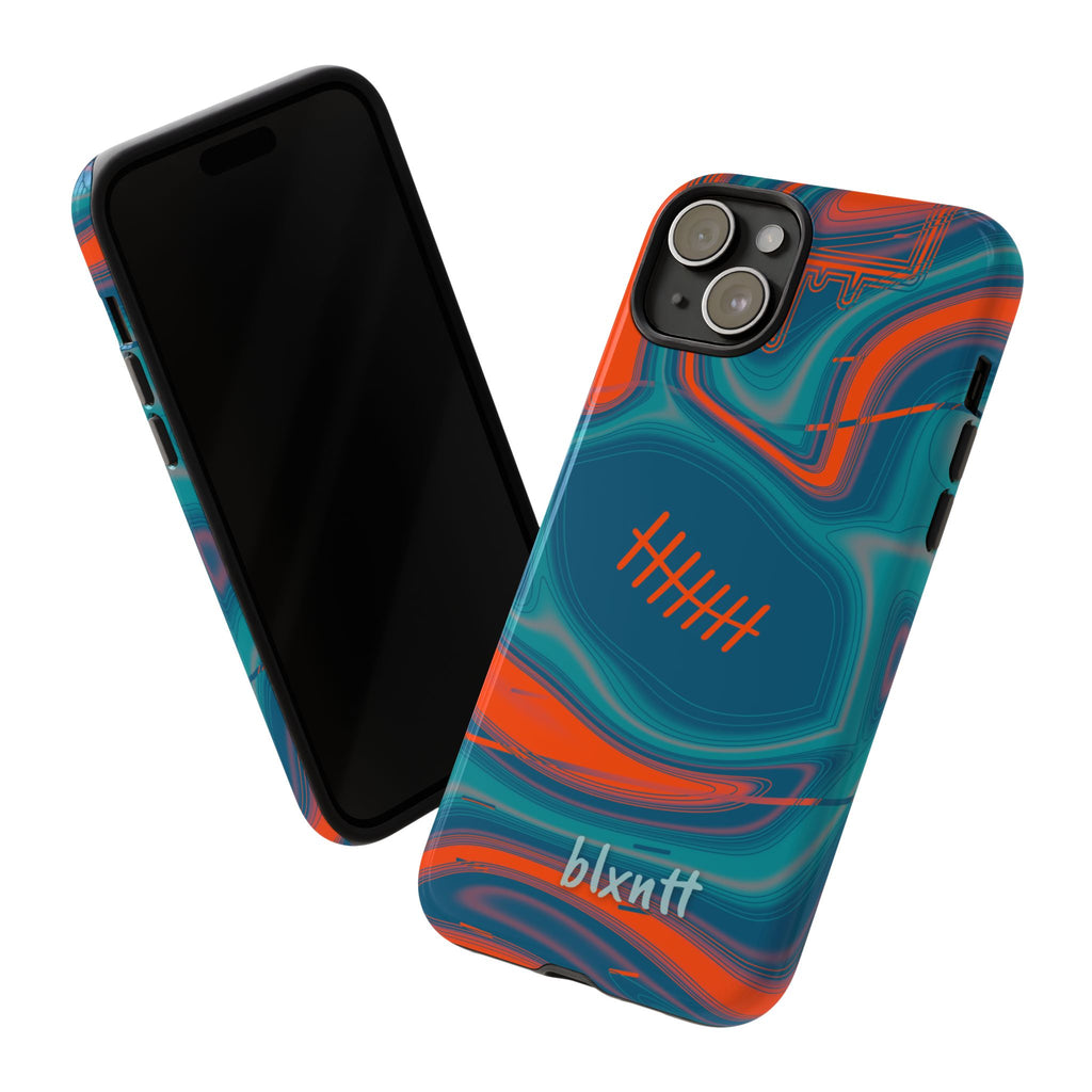 Aqua & Orange Trippy Football Phone Case