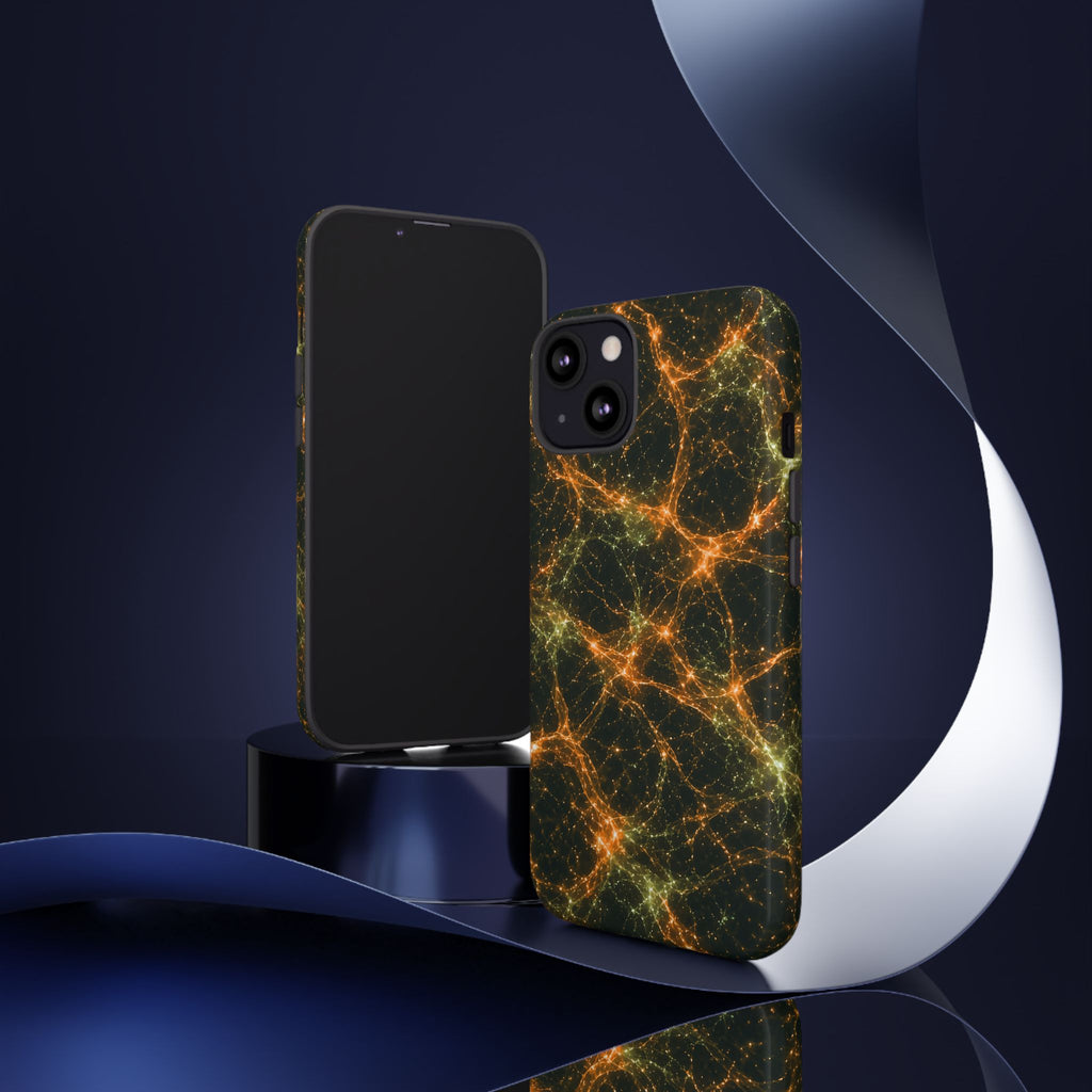 Neon Mycelium - Electric Tangerine Teal Phone Case