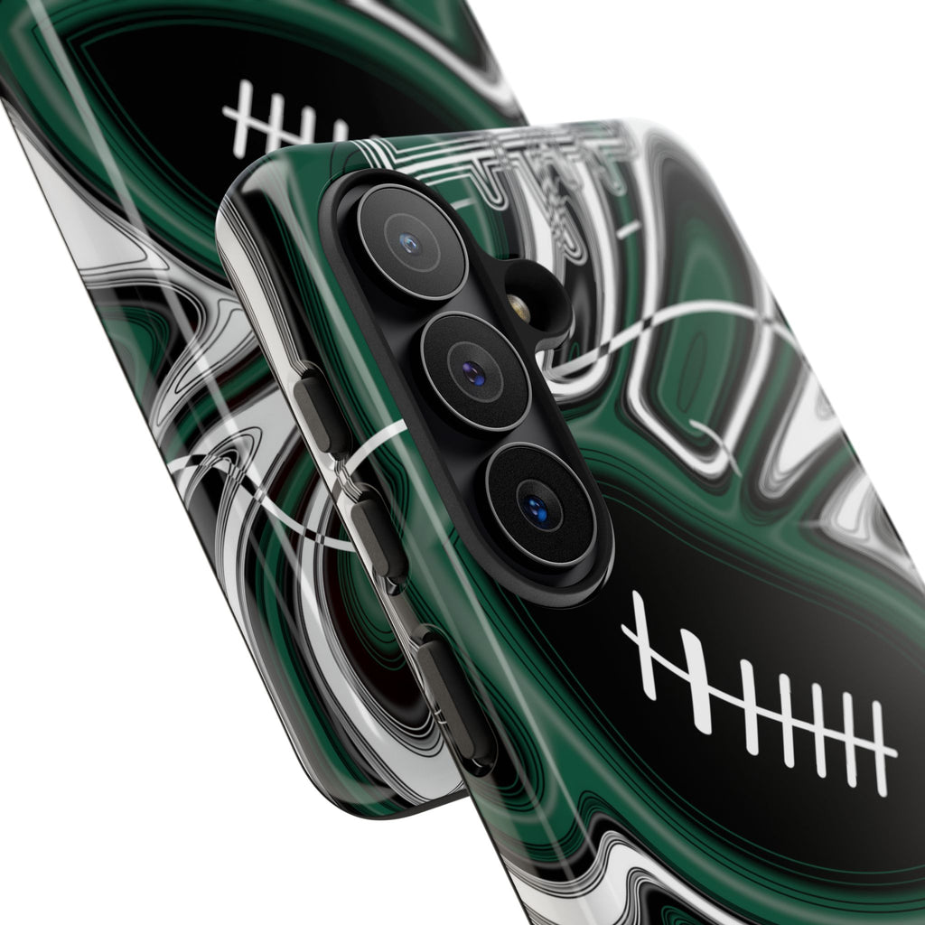 Hunter Green & White Trippy Football Phone Case