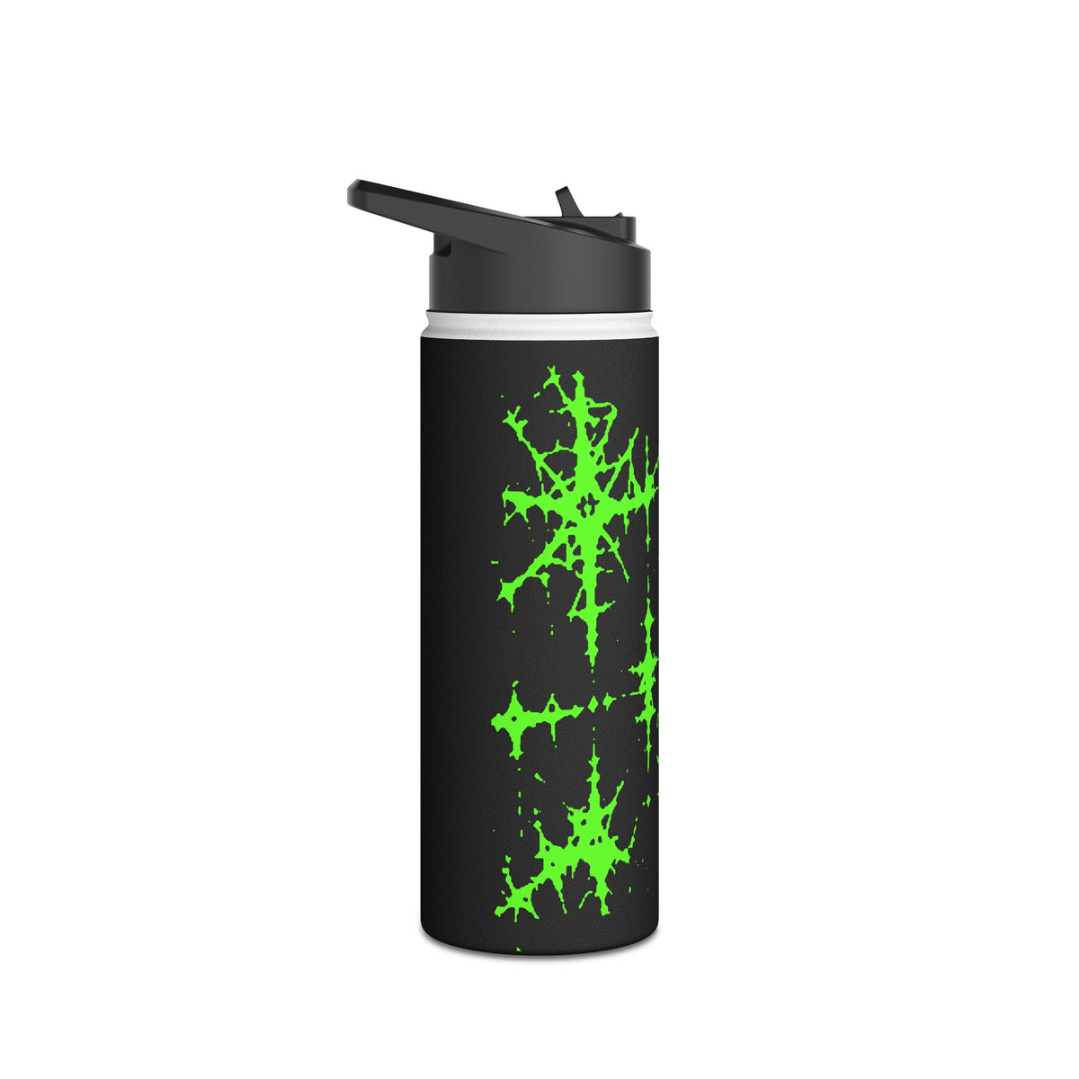Green Spiderweb Pumpkin Water Bottle