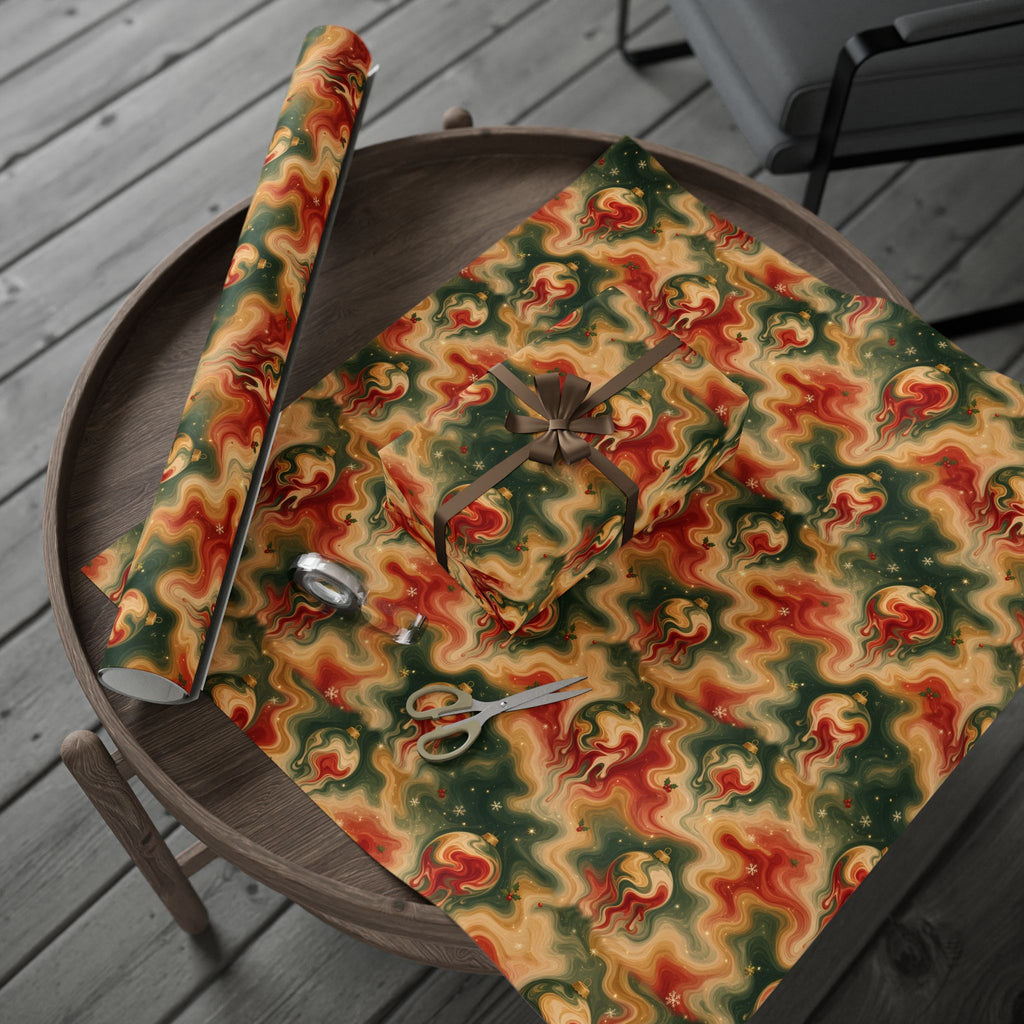 Melting Ornaments Trippy Christmas Wrapping Paper