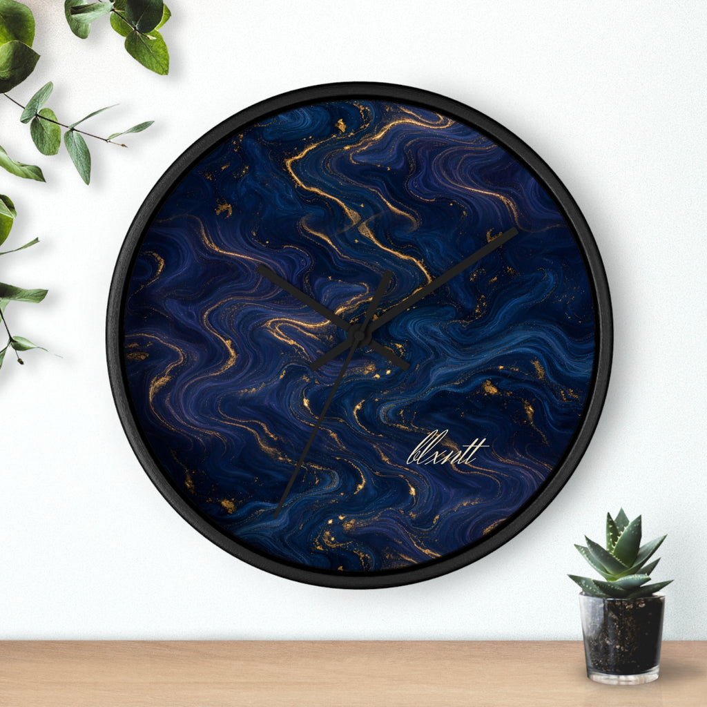 Navy & Gold Marble Wall Clock