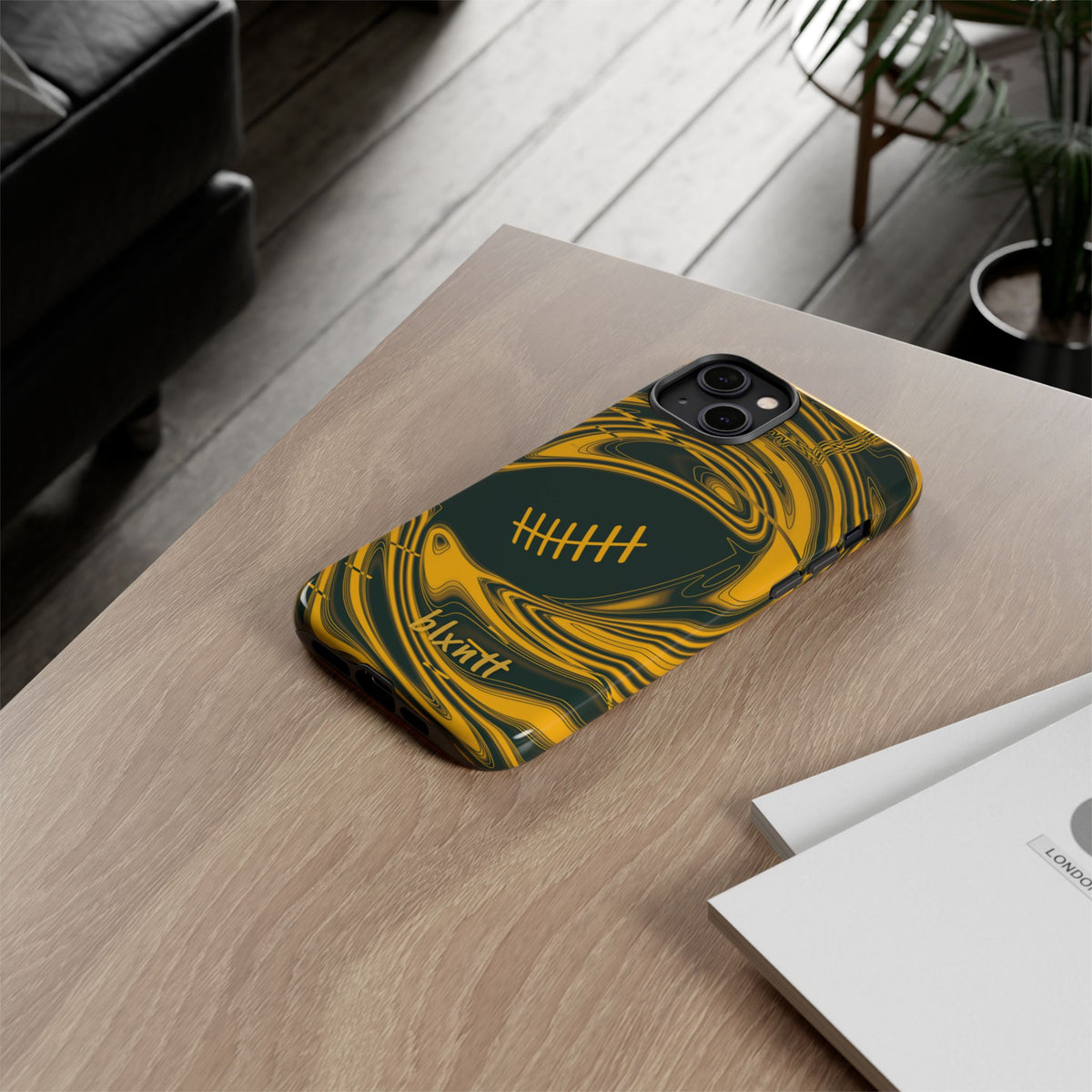 Green & Gold Trippy Football Phone Case