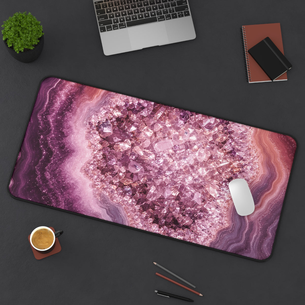 Geode Core - Rose Quartz Desk Mat