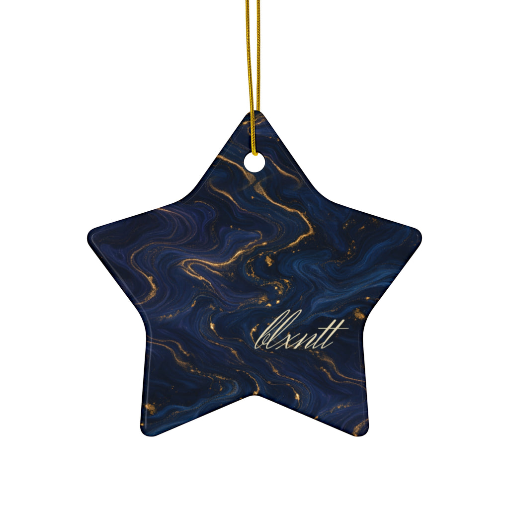 Navy & Gold Marble Ornament