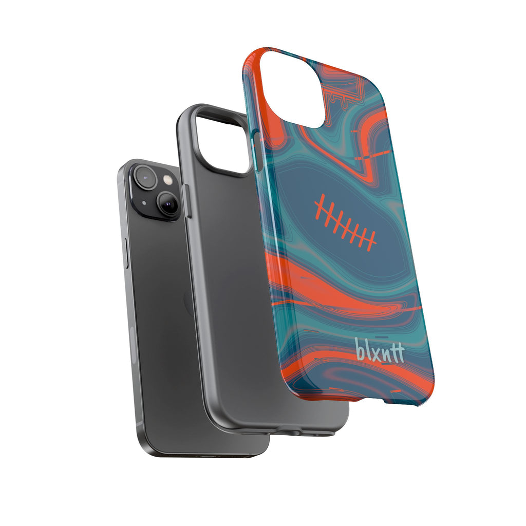 Aqua & Orange Trippy Football Phone Case