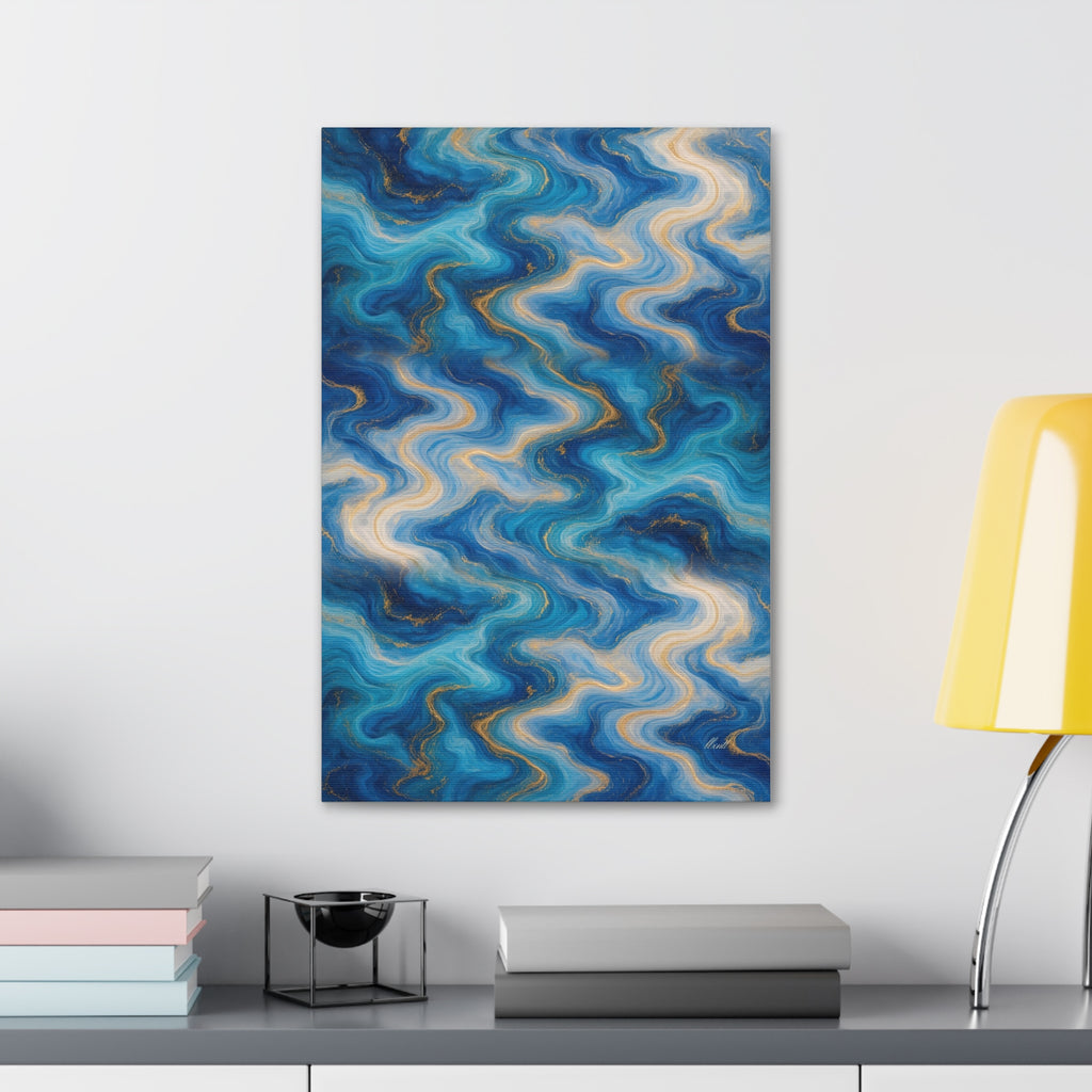 Ocean Blue Marble Glossy Canvas