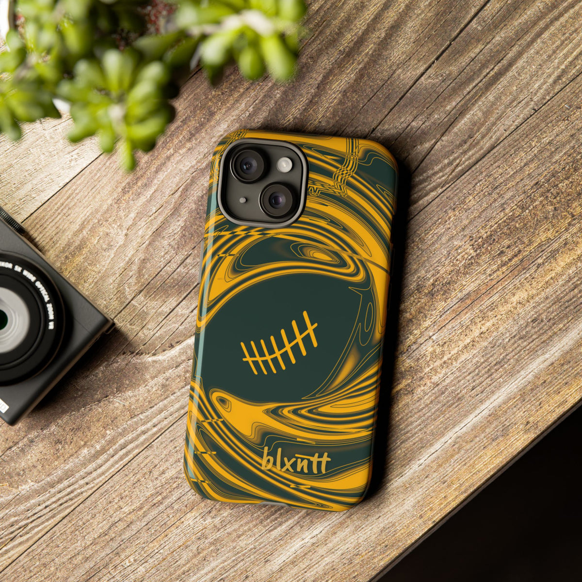 Green & Gold Trippy Football Phone Case