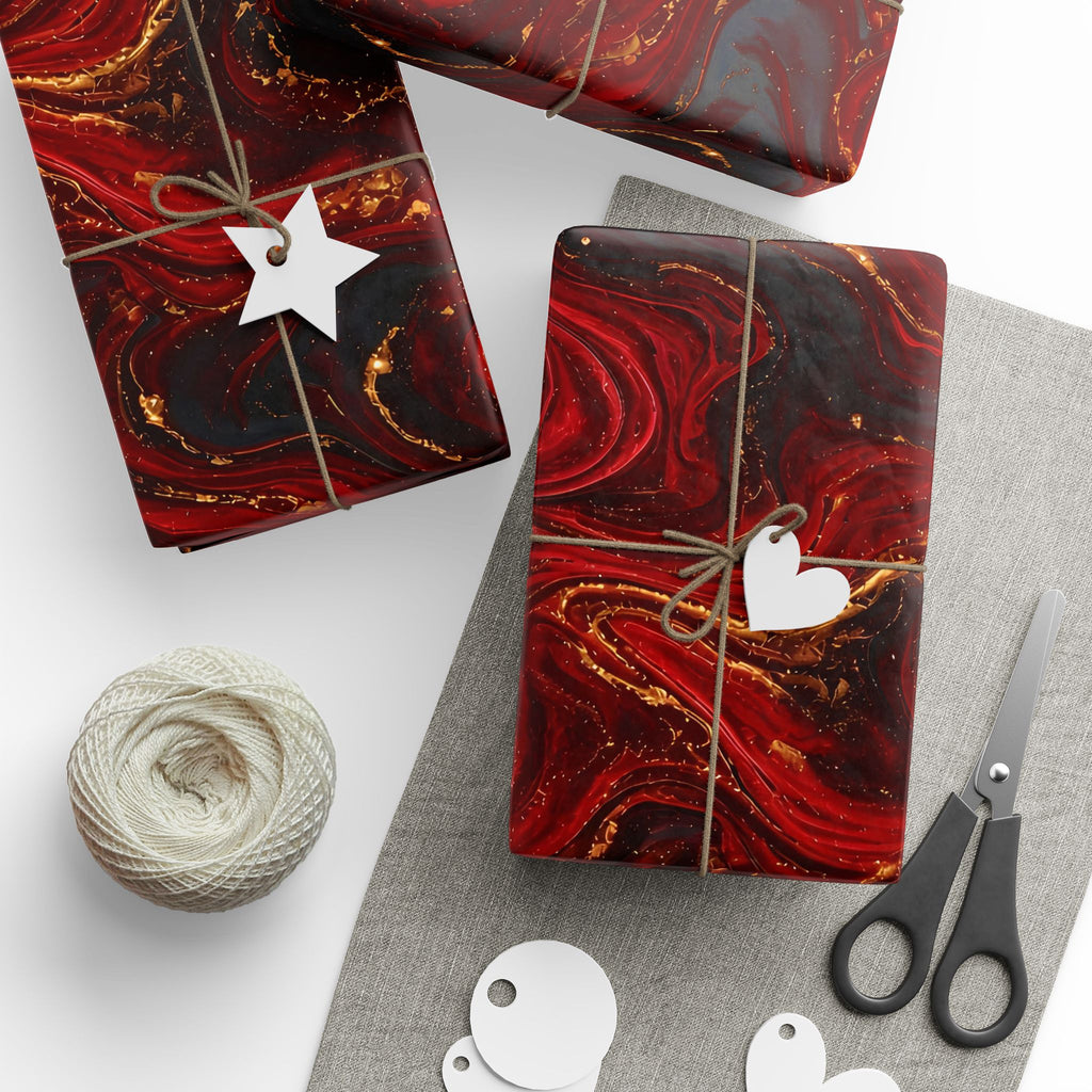 Red & Black Marble Wrapping Paper