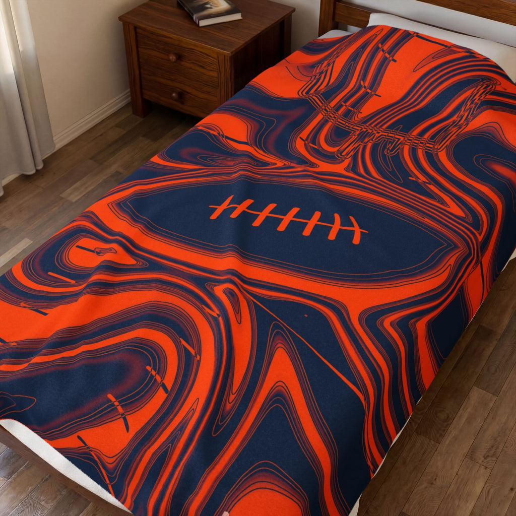 Orange & Navy Trippy Football Blanket