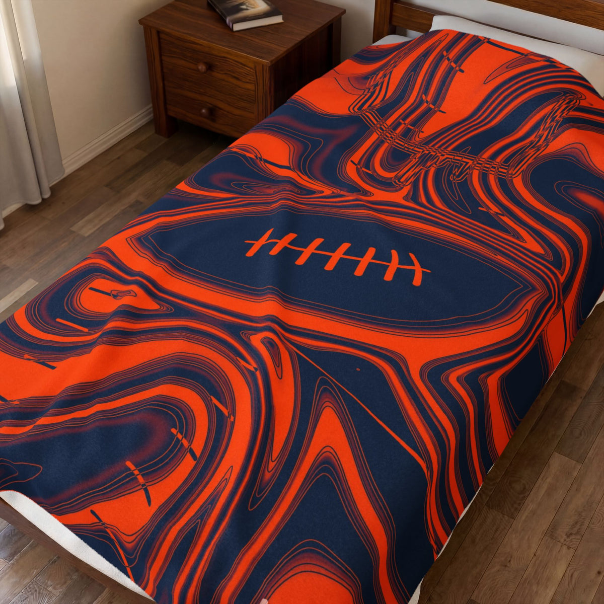 Orange & Navy Trippy Football Blanket