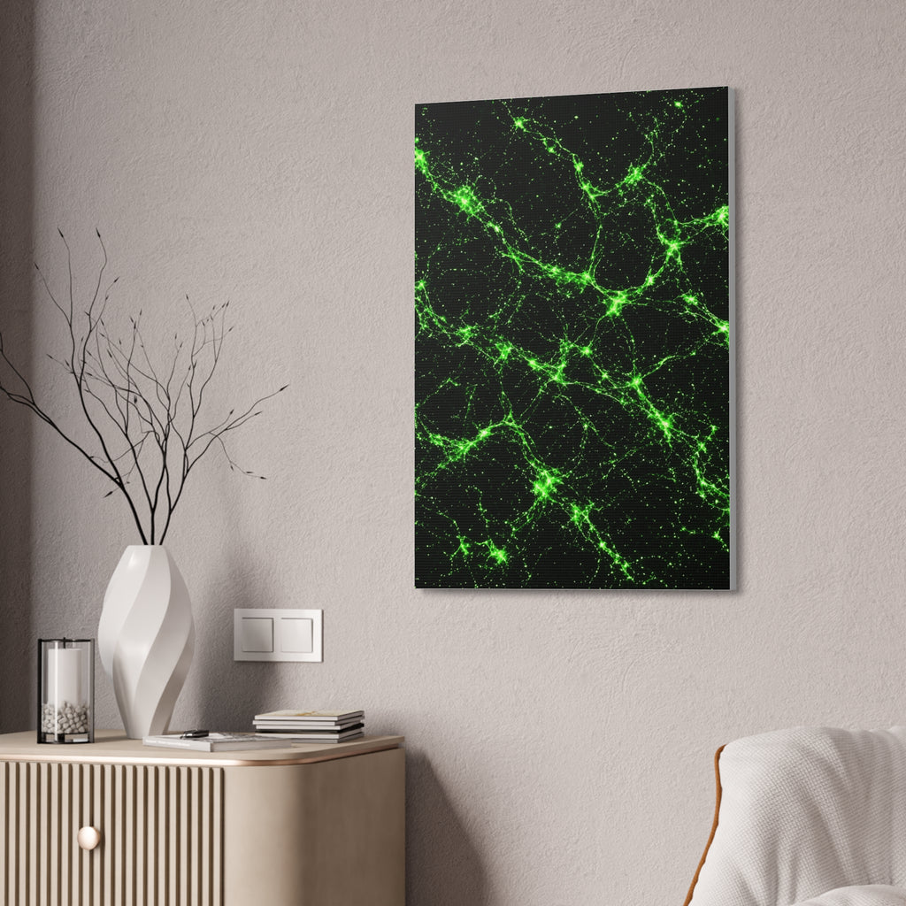 Neon Mycelium - Toxic Lime Glossy Canvas