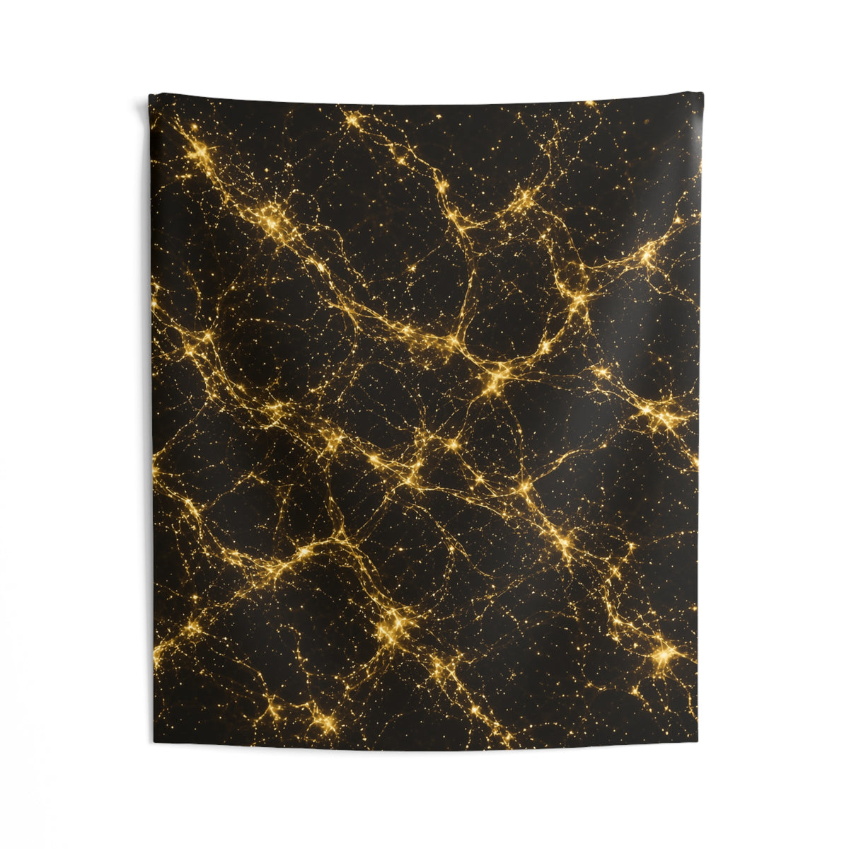 Neon Mycelium - Gold Filigree Tapestry