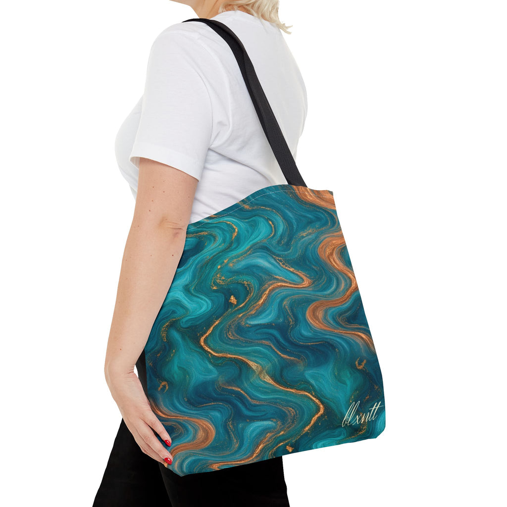 Turquoise & Copper Marble Tote Bag