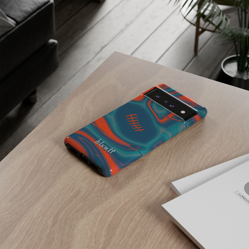 Aqua & Orange Trippy Football Phone Case